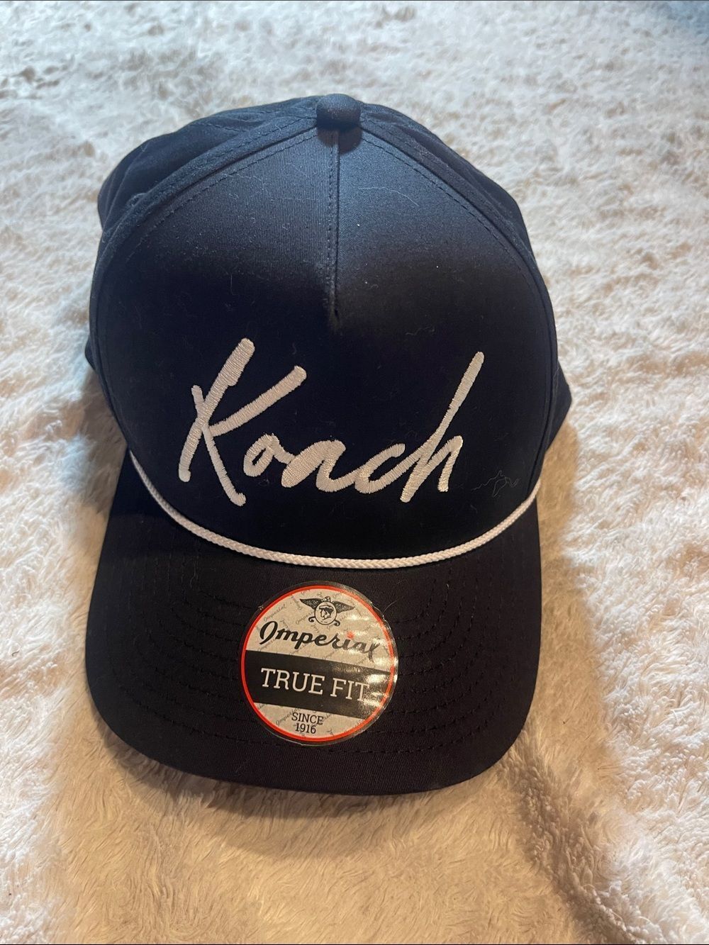 Koach Script Logo Black Baseball Cap with White Trim